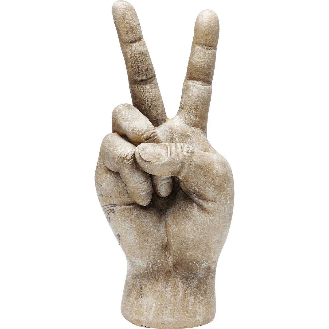 Kare Design Deko Hand Victory Tattoo Eye, Beige/Grau, 36x22x12 cm